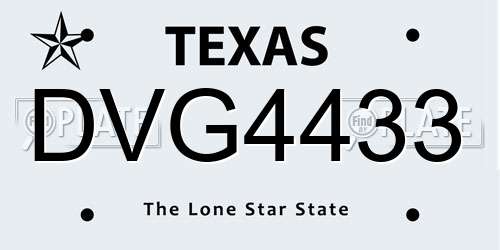 DVG4433 Texas License Plate