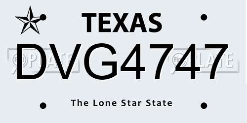 DVG4747 Texas License Plate