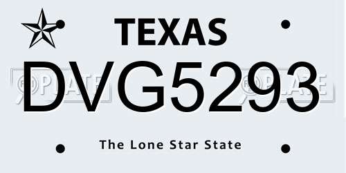 DVG5293 Texas License Plate
