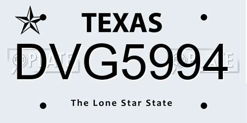 DVG5994 Texas License Plate