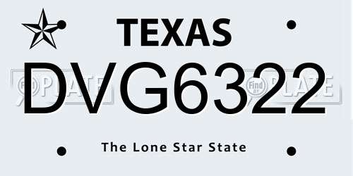 DVG6322 Texas License Plate