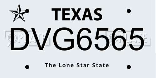 DVG6565 Texas License Plate