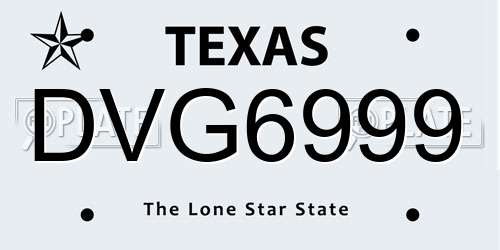 DVG6999 Texas License Plate