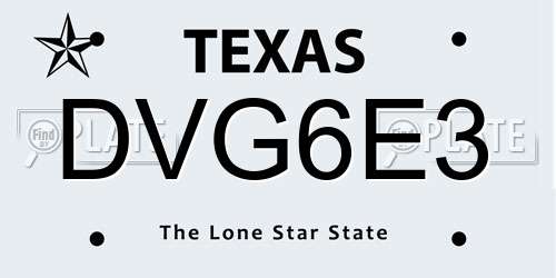 DVG6E3 Texas License Plate