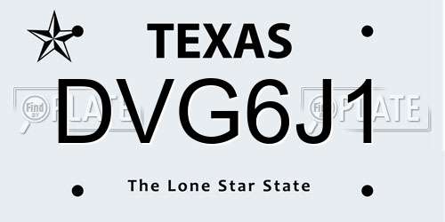 DVG6J1 Texas License Plate