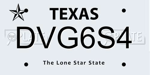 DVG6S4 Texas License Plate