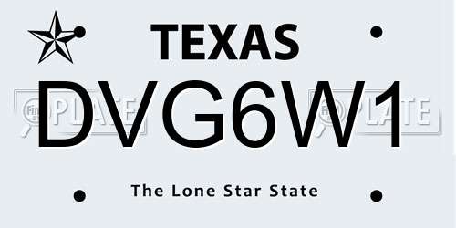 DVG6W1 Texas License Plate