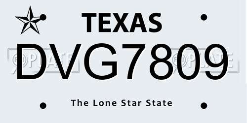 DVG7809 Texas License Plate