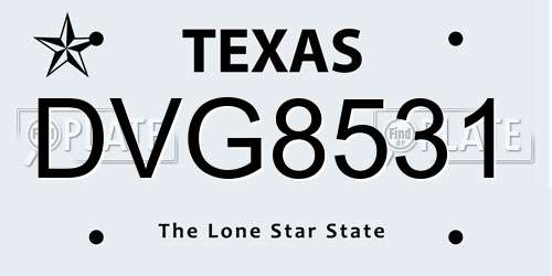 DVG8531 Texas License Plate