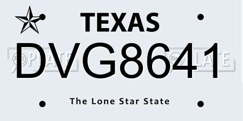 DVG8641 Texas License Plate