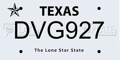 DVG927 Texas License Plate
