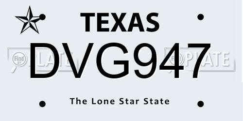 DVG947 Texas License Plate