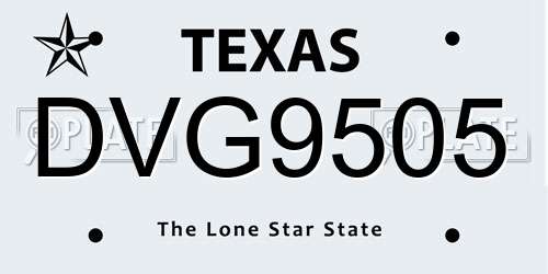 DVG9505 Texas License Plate