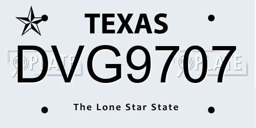 DVG9707 Texas License Plate