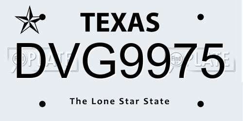 DVG9975 Texas License Plate
