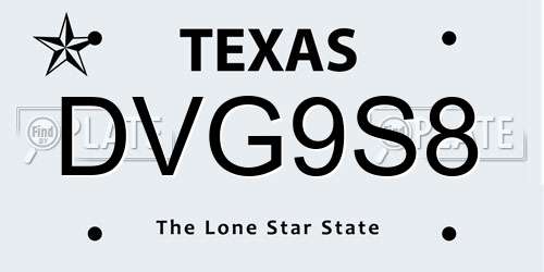DVG9S8 Texas License Plate