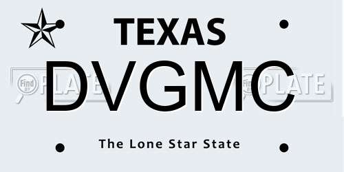 DVGMC Texas License Plate