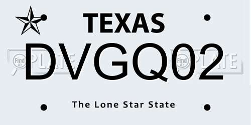 DVGQ02 Texas License Plate