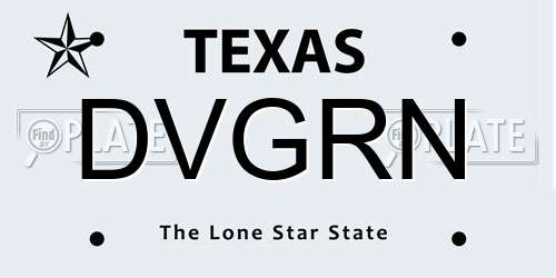 DVGRN Texas License Plate
