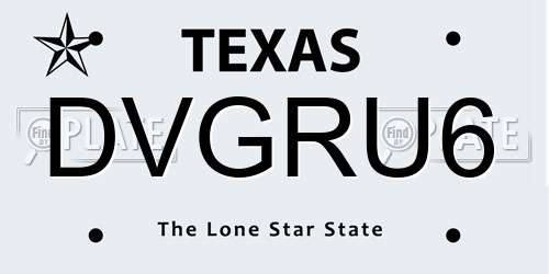 DVGRU6 Texas License Plate