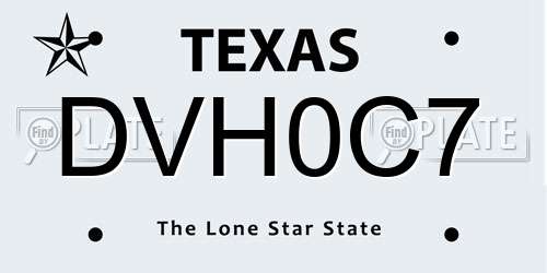 DVH0C7 Texas License Plate