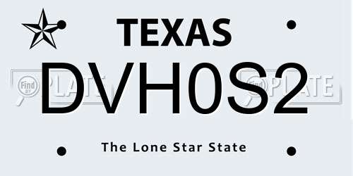 DVH0S2 Texas License Plate