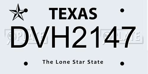 DVH2147 Texas License Plate