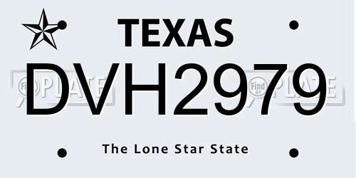 DVH2979 Texas License Plate