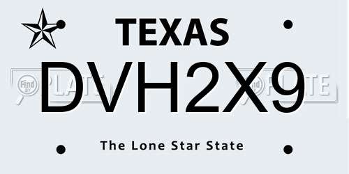 DVH2X9 Texas License Plate