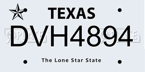 DVH4894 Texas License Plate