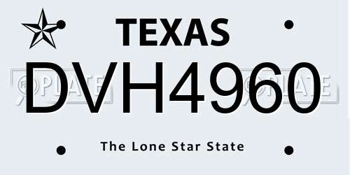 DVH4960 Texas License Plate