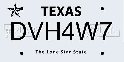 DVH4W7 Texas License Plate