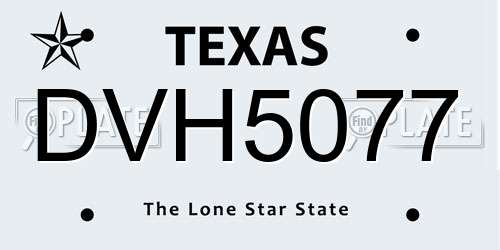 DVH5077 Texas License Plate