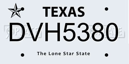 DVH5380 Texas License Plate