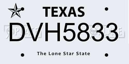 DVH5833 Texas License Plate