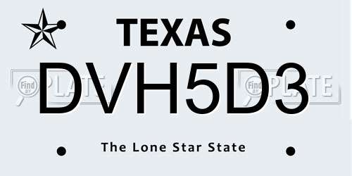 DVH5D3 Texas License Plate
