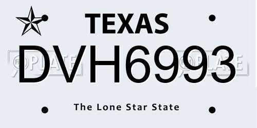 DVH6993 Texas License Plate