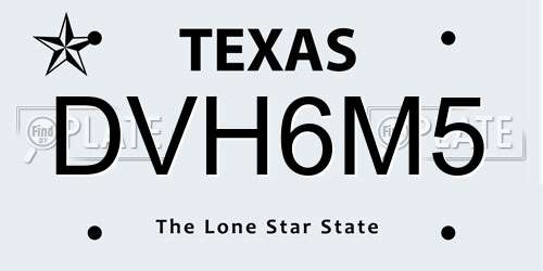 DVH6M5 Texas License Plate