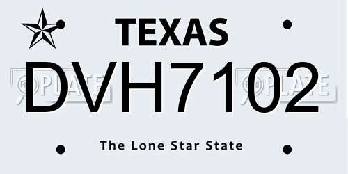 DVH7102 Texas License Plate