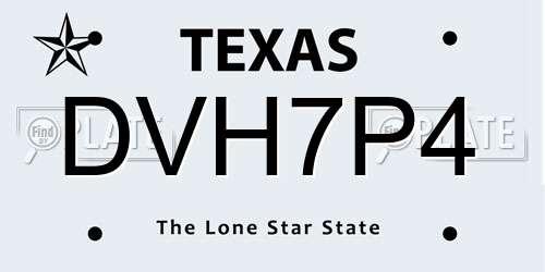 DVH7P4 Texas License Plate