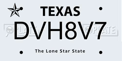 DVH8V7 Texas License Plate