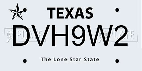 DVH9W2 Texas License Plate