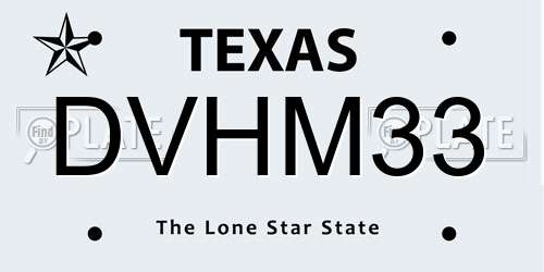 DVHM33 Texas License Plate