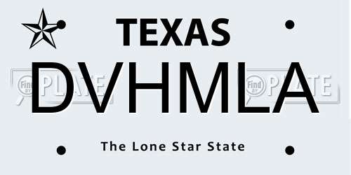 DVHMLA Texas License Plate