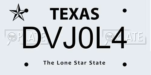 DVJ0L4 Texas License Plate