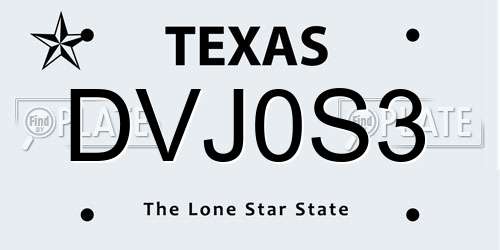 DVJ0S3 Texas License Plate