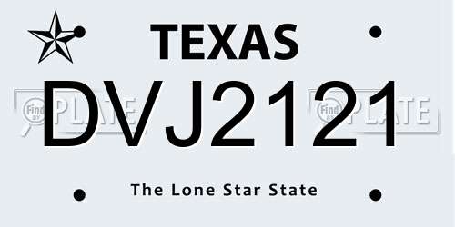 DVJ2121 Texas License Plate