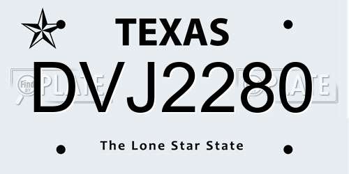 DVJ2280 Texas License Plate