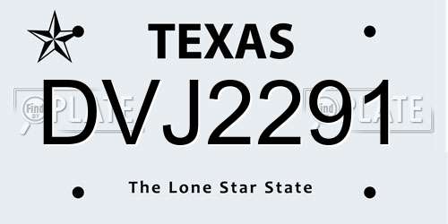 DVJ2291 Texas License Plate