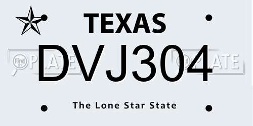 DVJ304 Texas License Plate